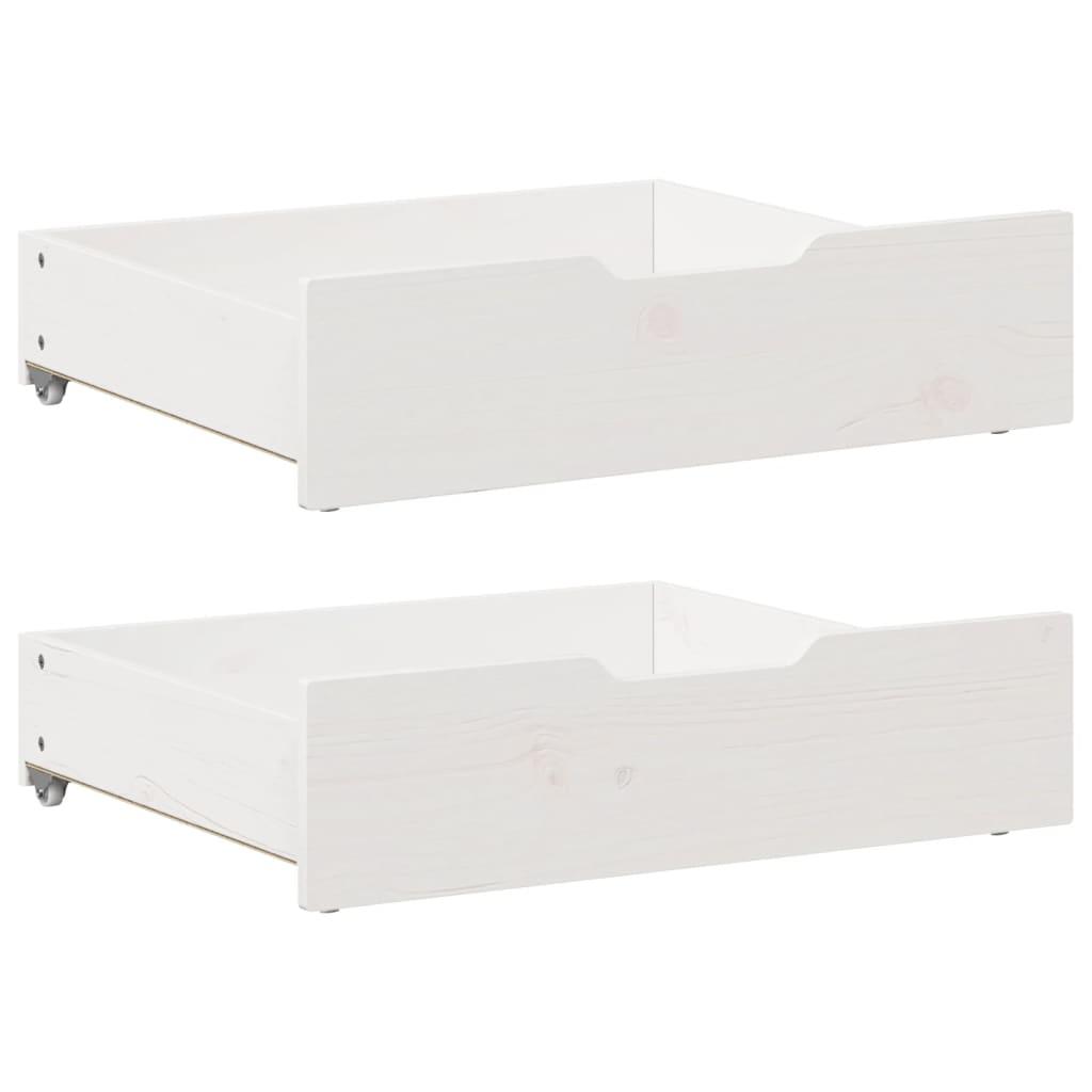 Sengeskuffer 2 stk. 65x55x16 cm massivt fyrretræ hvid