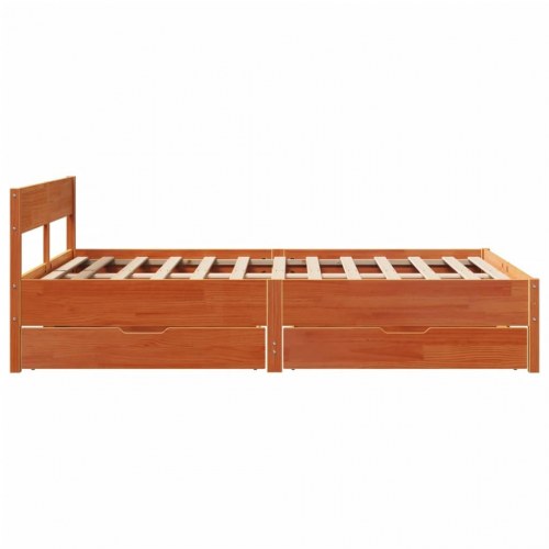 Sengeramme 150 x 200 cm med 2 skuffer - gyldenbrun