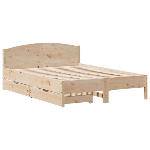 Sengeramme med opbevaring 120x190 cm - massivt fyrretræ