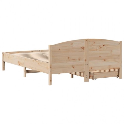 Sengeramme med opbevaring 120x190 cm - massivt fyrretræ