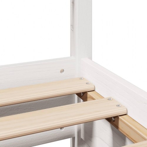 Sengeramme med 2 skuffer og sengegavl 140 x 190 cm massivt fyrretræ - hvid
