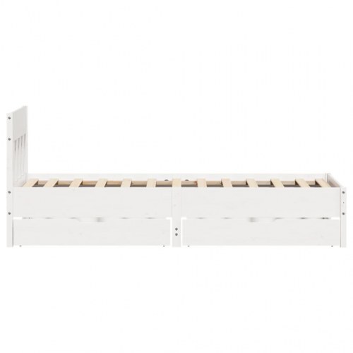 Sengeramme med sengegavl og 2 skuffer 75 x 190 cm - hvid
