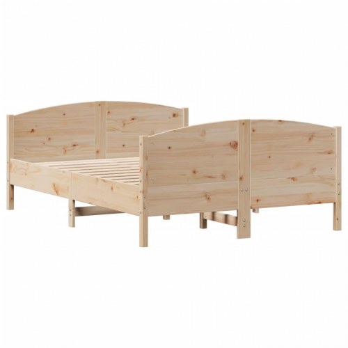 Sengeramme 135x190 cm i massivt fyrretræ med 2 skuffer - hvid