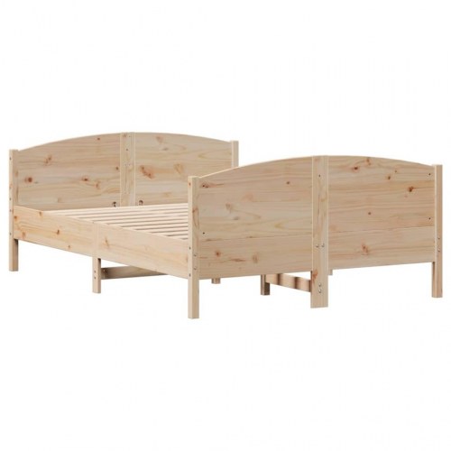 Sengeramme 135x190 cm i massivt fyrretræ med 2 skuffer - hvid