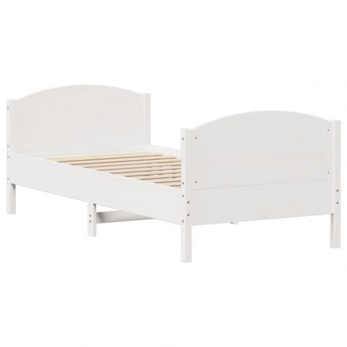 Sengeramme med 2 skuffer 75 x 190 cm massivt fyrretræ - hvid