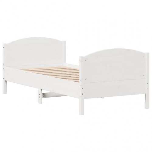 Sengeramme med 2 skuffer 75 x 190 cm massivt fyrretræ - hvid