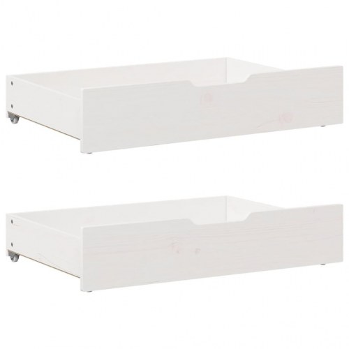 Sengeramme med 2 skuffer 90 x 200 cm massivt fyrretræ - hvid