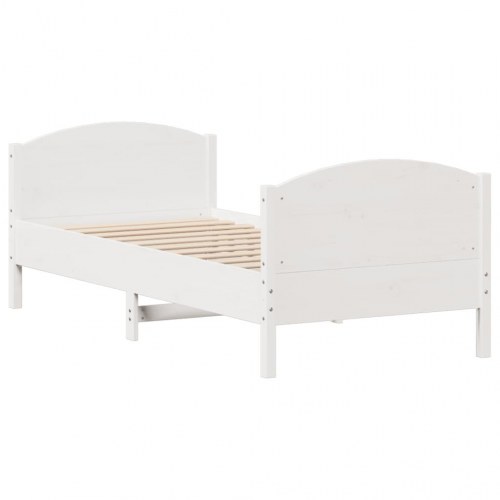 Sengeramme med 2 skuffer 90 x 200 cm massivt fyrretræ - hvid