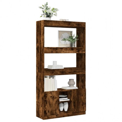 Reol med skab 92 x 33 x 180 cm - røget egetræ