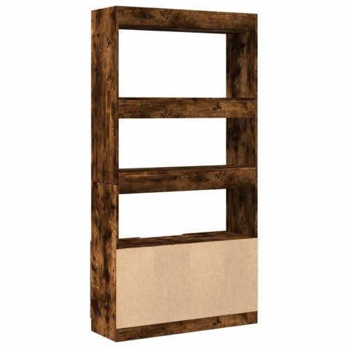 Reol med skab 92 x 33 x 180 cm - røget egetræ