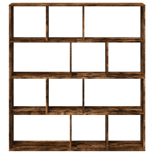 Bogreol med 12 rum 132 x 29 x 141,5 cm - røget egetræ