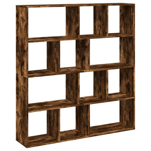 Bogreol med 12 rum 132 x 29 x 141,5 cm - røget egetræ