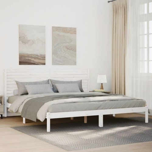 Ekstra lang sengeramme 180×210 cm - massivt fyrretræ, hvid
