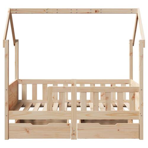 Sengeramme til juniorseng m. skuffer 70x140 cm massivt fyr
