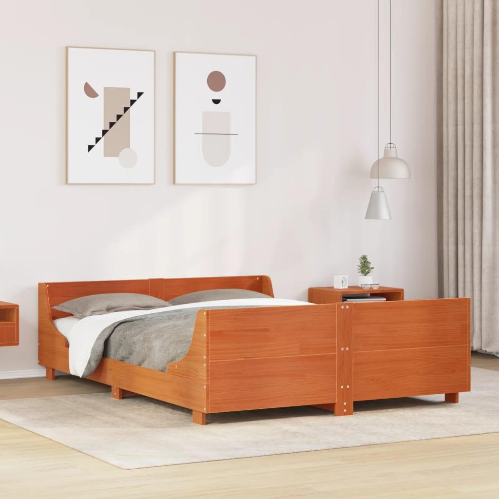Sengeramme Uden Madras Massivt Fyrretræ - Gyldenbrun / 120 x 190 cm