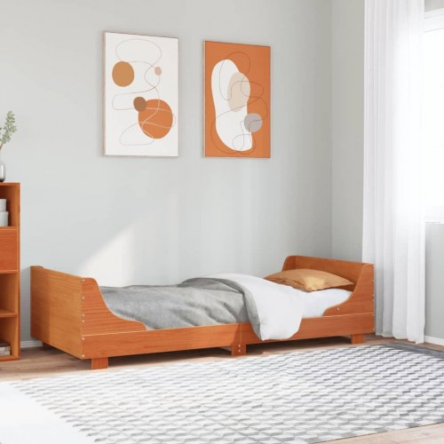Sengeramme uden madras 75 x 190 cm i massivt fyrretræ - gyldenbrun