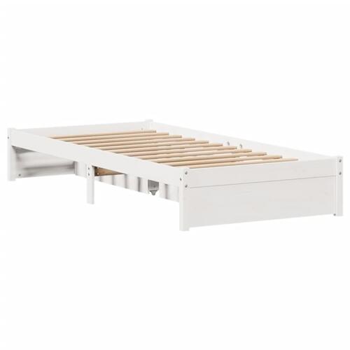 Sengeramme uden madras 90x190 cm massivt fyrretræ hvid