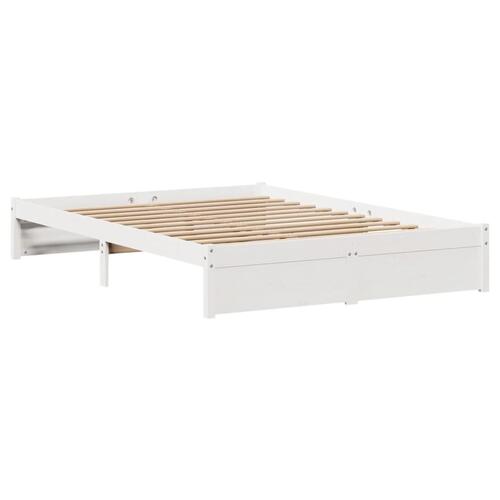 Sengeramme uden madras 140x200 cm massivt fyrretræ hvid