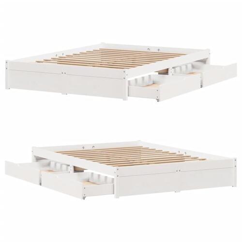 Sengeramme uden madras 140x200 cm massivt fyrretræ hvid