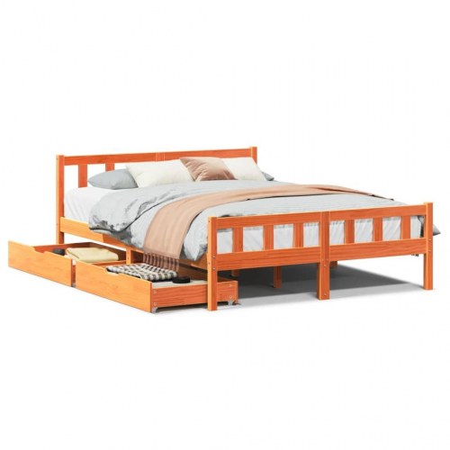 Sengeramme uden madras 160 x 200 cm med 2 skuffer - gyldenbrun