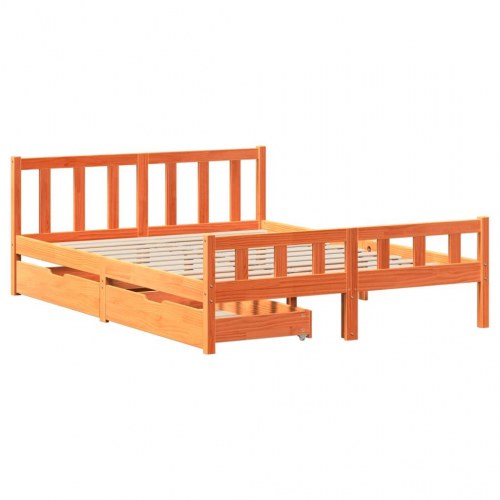 Sengeramme uden madras 160 x 200 cm med 2 skuffer - gyldenbrun