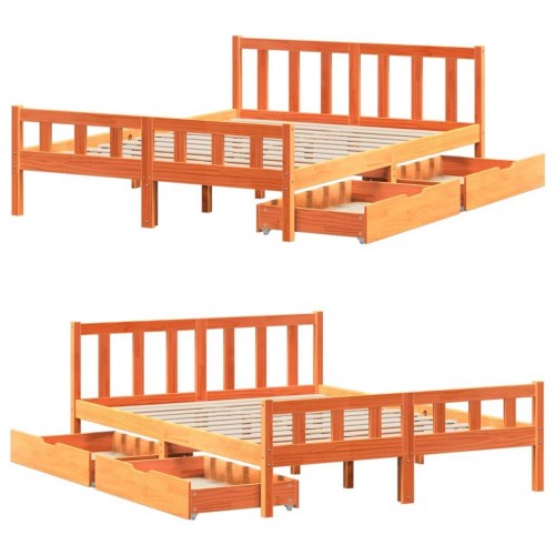 Sengeramme uden madras 160 x 200 cm med 2 skuffer - gyldenbrun