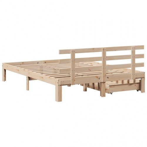 Sengeramme med skuffer 160×200 cm - massivt fyrretræ