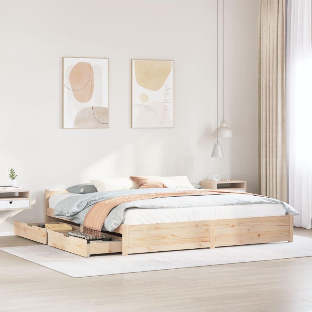Sengeramme uden madras 200x200 cm massivt fyrretræ