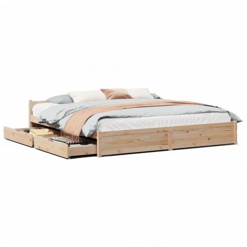 Sengeramme uden madras 200x200 cm massivt fyrretræ
