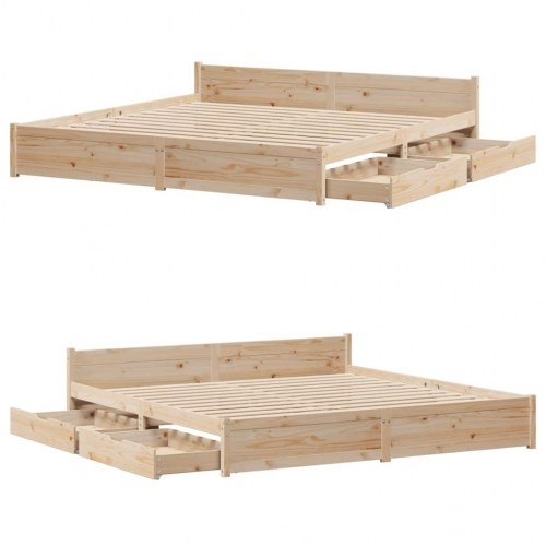 Sengeramme uden madras 200x200 cm massivt fyrretræ