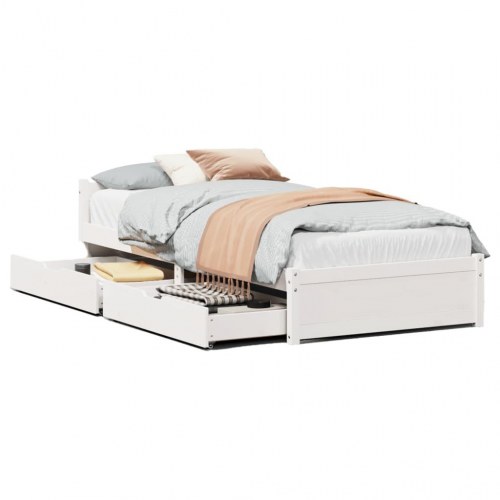 Sengeramme 90 x 190 cm med 2 skuffer - hvid