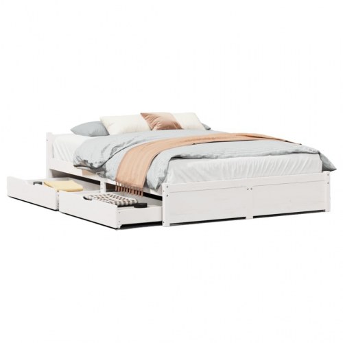 Sengeramme 140 x 200 cm med 2 skuffer - hvid
