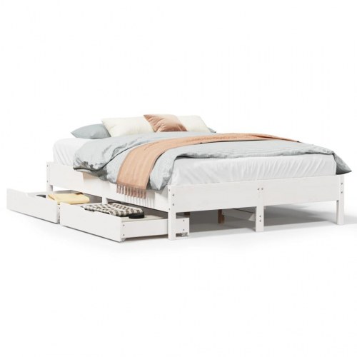 Sengeramme uden madras 160 x 200 cm med 2 skuffer - hvid