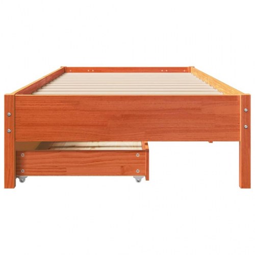 Sengeramme 100 x 200 cm med 2 skuffer - gyldenbrun