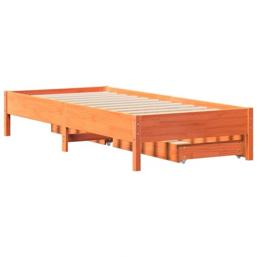 Sengeramme 100 x 200 cm med 2 skuffer - gyldenbrun