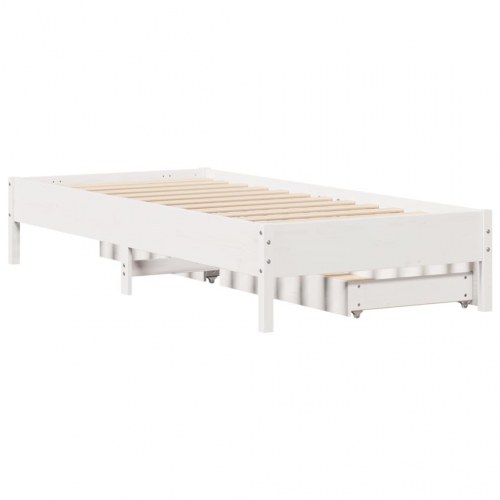 Sengeramme uden madras 90 x 190 cm med 2 skuffer - hvid