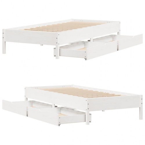Sengeramme uden madras 90 x 190 cm med 2 skuffer - hvid