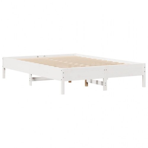 Sengeramme med 2 skuffer 135 x 190 cm i massivt fyrretræ - hvid