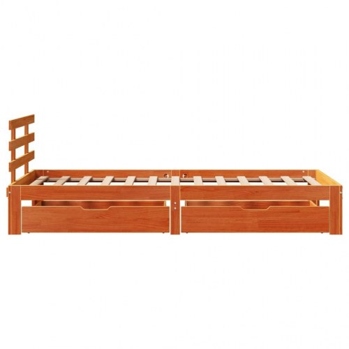 Sengeramme med skuffer 90x190 cm massivt fyrretræ gyldenbrun