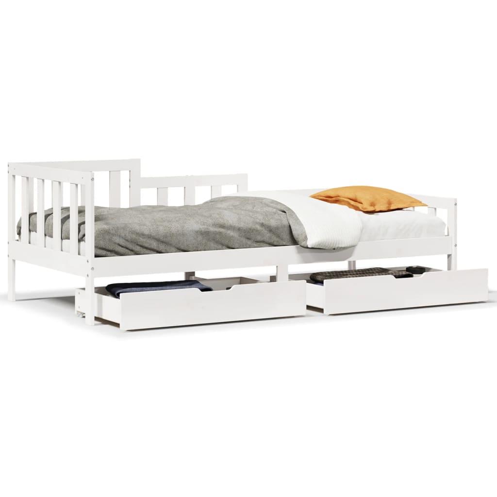 Daybed med skuffer 80x200 cm massivt fyrretræ hvid billede