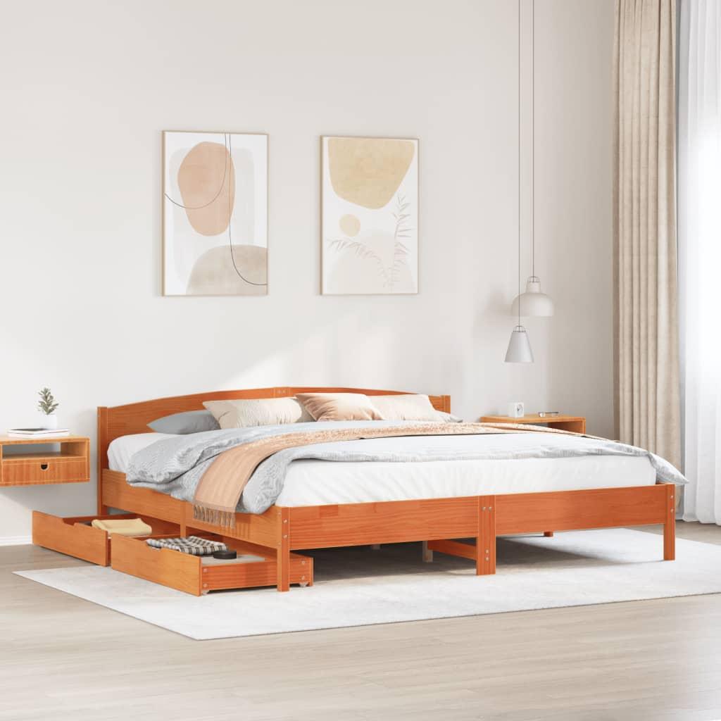 Sengeramme uden madras 180x200 cm massivt fyrretræ gyldenbrun