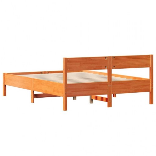 Sengeramme i massivt fyrretræ 140 x 200 cm med 2 skuffer - gyldenbrun