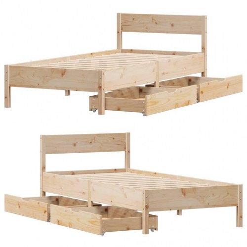 Sengeramme uden madras 90x200 cm massivt fyrretræ