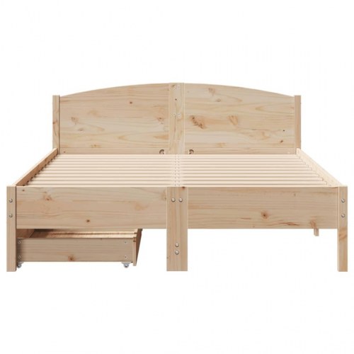 Sengeramme med opbevaring 135x190 cm - massivt fyrretræ, hvid