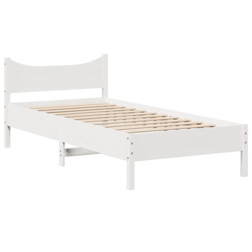 Sengeramme med skuffer 100x200 cm massivt fyrretræ hvid