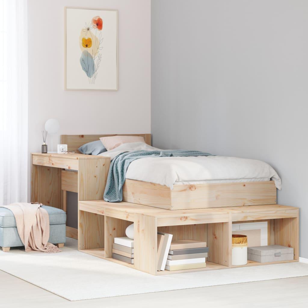 Sengebord Med Skrivebord 232x112x75 Massivt Fyrretræ