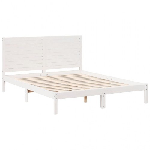 Ekstra lang sengeramme i massivt fyrretræ 160×210 cm - hvid