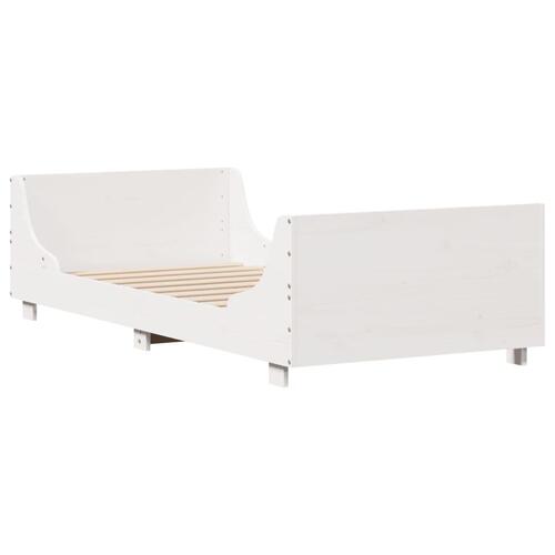 Sengeramme uden madras 75x190 cm massivt fyrretræ hvid