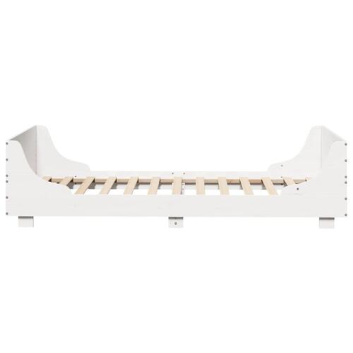 Sengeramme uden madras 75x190 cm massivt fyrretræ hvid