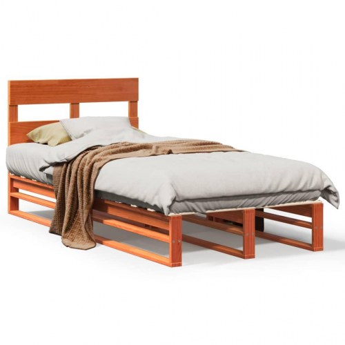 Sengeramme uden madras 90 x 190 cm i massivt fyrretræ - gyldenbrun